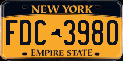 NY license plate FDC3980