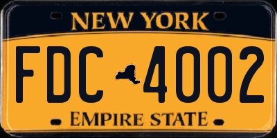 NY license plate FDC4002