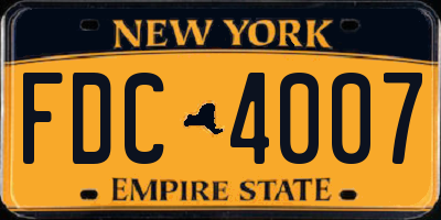 NY license plate FDC4007