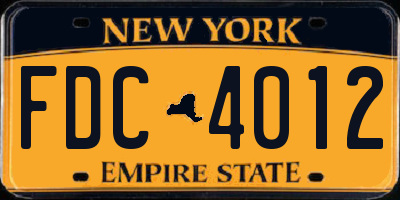 NY license plate FDC4012