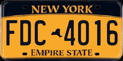 NY license plate FDC4016