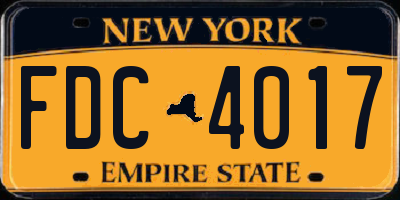 NY license plate FDC4017