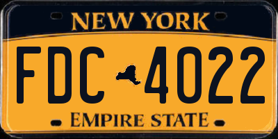 NY license plate FDC4022