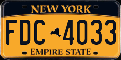 NY license plate FDC4033
