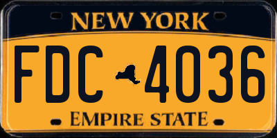 NY license plate FDC4036