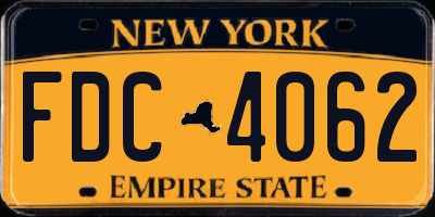 NY license plate FDC4062