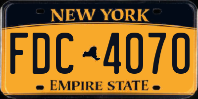 NY license plate FDC4070