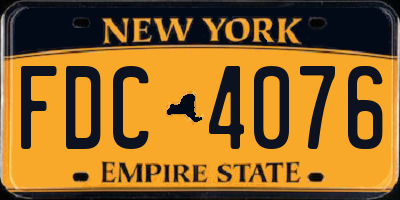 NY license plate FDC4076