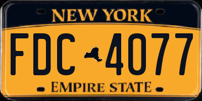 NY license plate FDC4077