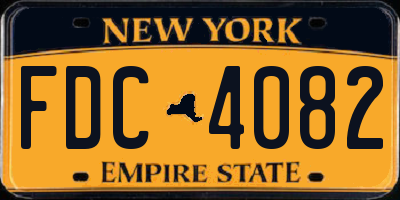 NY license plate FDC4082