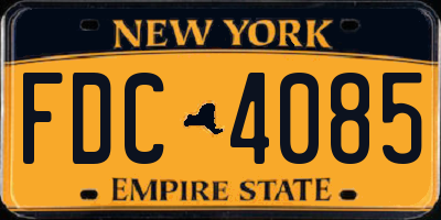 NY license plate FDC4085
