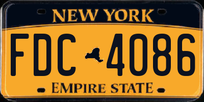 NY license plate FDC4086