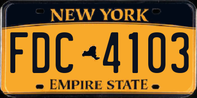 NY license plate FDC4103