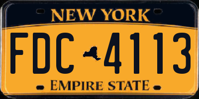 NY license plate FDC4113