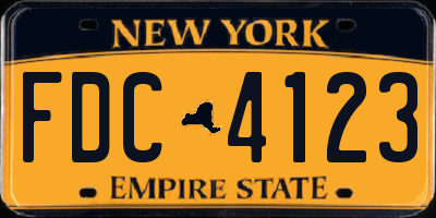 NY license plate FDC4123