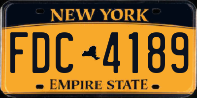 NY license plate FDC4189