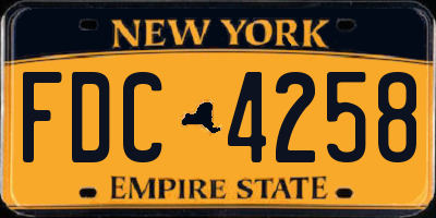 NY license plate FDC4258