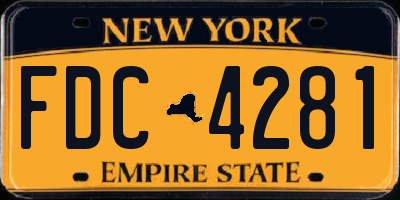 NY license plate FDC4281