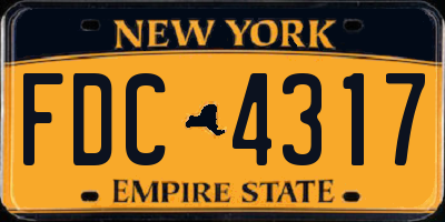 NY license plate FDC4317