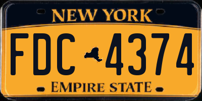 NY license plate FDC4374