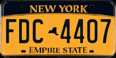 NY license plate FDC4407
