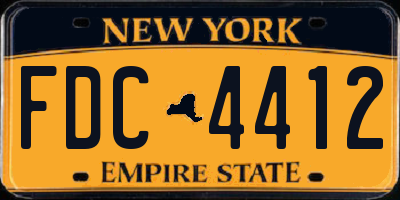 NY license plate FDC4412