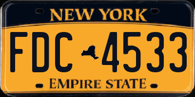 NY license plate FDC4533