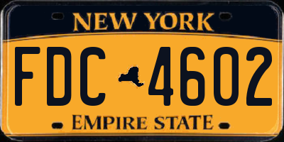 NY license plate FDC4602