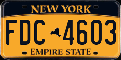 NY license plate FDC4603