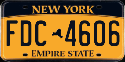 NY license plate FDC4606