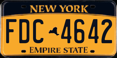 NY license plate FDC4642