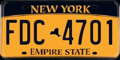NY license plate FDC4701