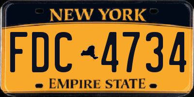 NY license plate FDC4734