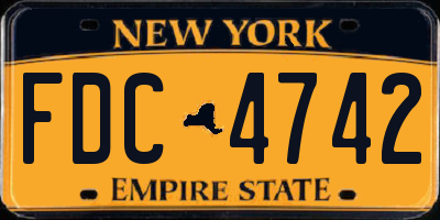 NY license plate FDC4742