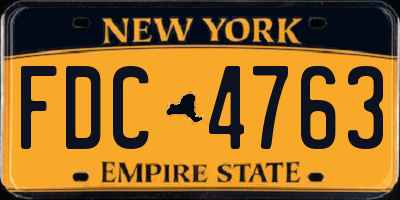 NY license plate FDC4763