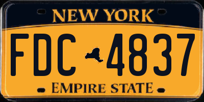 NY license plate FDC4837