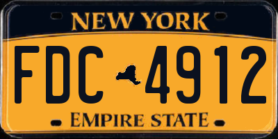 NY license plate FDC4912