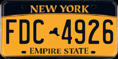 NY license plate FDC4926
