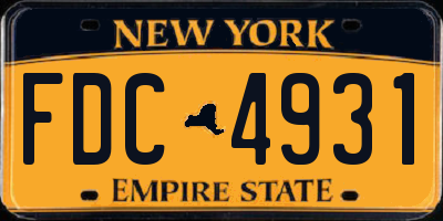 NY license plate FDC4931
