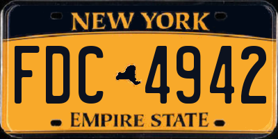 NY license plate FDC4942