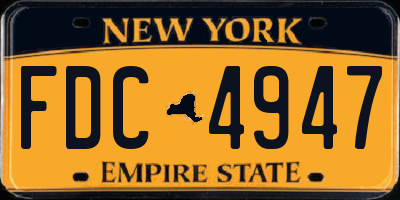NY license plate FDC4947