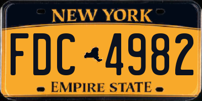 NY license plate FDC4982