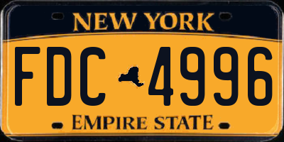 NY license plate FDC4996