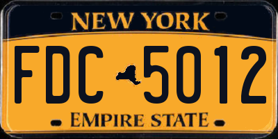 NY license plate FDC5012