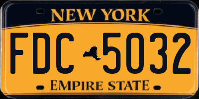 NY license plate FDC5032