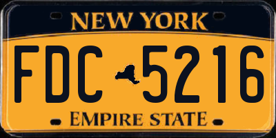 NY license plate FDC5216