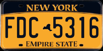 NY license plate FDC5316