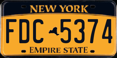 NY license plate FDC5374