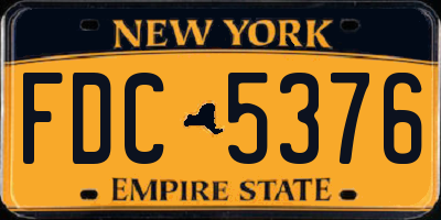 NY license plate FDC5376