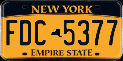 NY license plate FDC5377